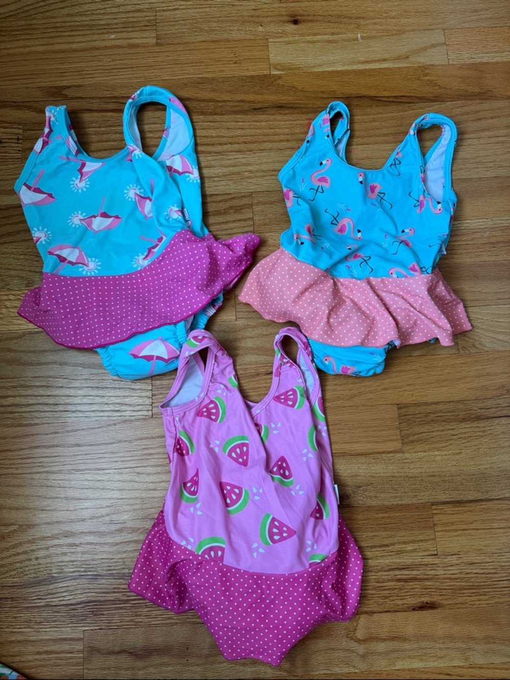 Girls Pink & Aqua One-Piece Swimsuits Set -By I-play. Size 3T